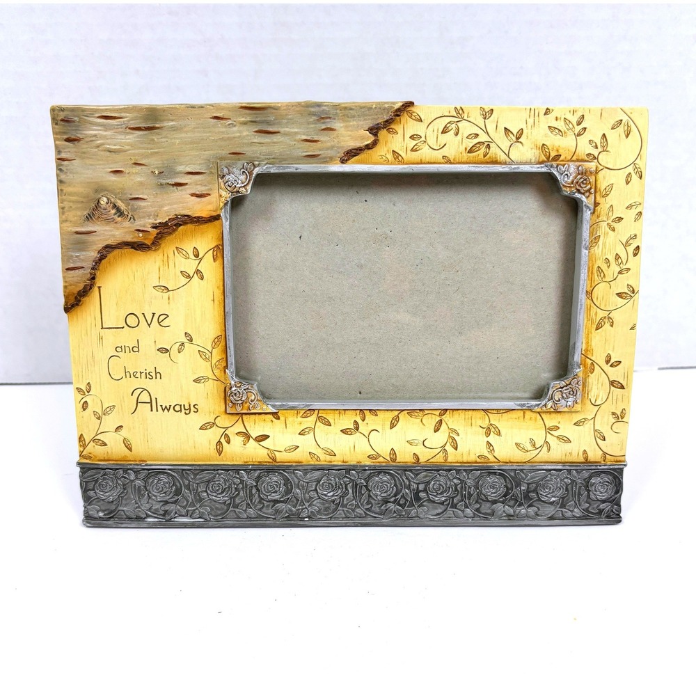 Rustic Faux Birch Bark Love Cherish Always 4x6 PhotoFrame Rustic Woodland Nature